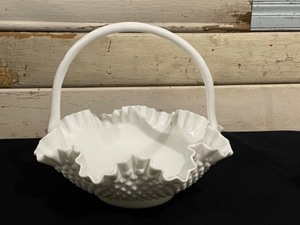 Hobnail Fluted Glass basket and vases