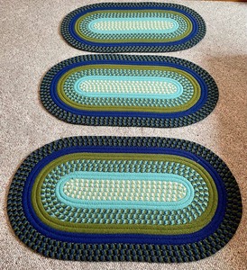 lot 308 image: 3 Beautiful Vintage Braided Rugs