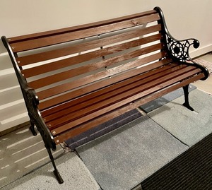 lot 170 image: Classy Wooden Bench with Black Metal Accents