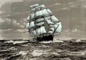 lot 168 image: Vintage Mirrored Ship Art
