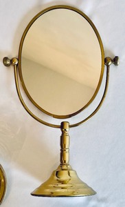 lot 160 image: Two Vintage Vanity Mirrors and a Candle Holder