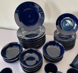 lot 104 image: Navy Blue Dishware by Gibson and More