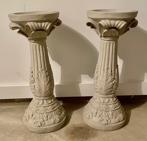 lot 132 image: 2 Cement Pillars with Removable Gazing Balls