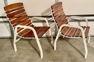 lot 136 image: 2 Wood and Metal Patio Chairs