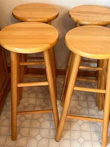 lot 57 image: Set of Four Wooden Barstools