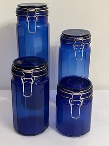 lot 214 image: Four Piece Cobalt Blue Canister Set