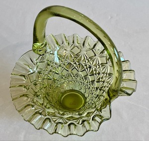 lot 201 image: Vintage Green Ole Virginia Glass Basket