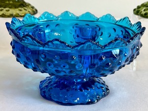 lot 74 image: (3) Fenton Hobnail Vintage Candle Holders Centerpiece Bowls