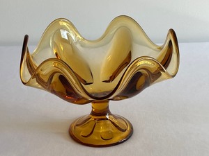 lot 16 image: Viking Amber Glass Footed Compote