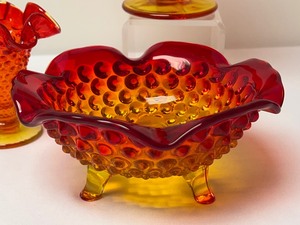 lot 292 image: Beautiful Grouping of Amberina Hobnail and Thumbprint Pattern Glassware Items