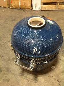 Lifesmart Kamado Charcoal 655 sq. in. Cook Surface Grill and Smoker with Electric Starter, Cover, Deflector Stone in Blue (has damage) review pictures