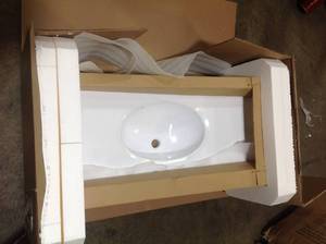 Design House 37 in. W x 19 in. D Cultured Marble Vanity Top in Solid White with Solid White Basin with 4 in. Faucet Spread