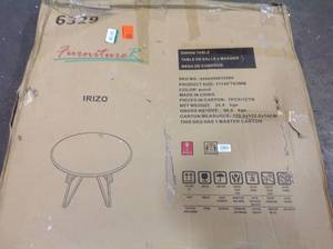 FurnitureR  Dining Table Brown Round MDF Wood Industrial Modern Big (good condition) see pictures