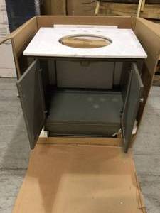 Melissa 30 Bathroom Vanity, Silver Grey, Cararra White Engineered Stone See Pictures