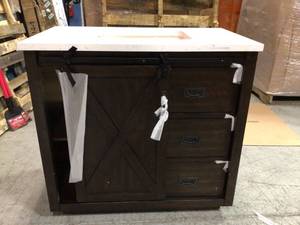 Morriston 30-in Distressed Java Undermount Single Sink Bathroom Vanity with White Engineered Stone Top see pictures