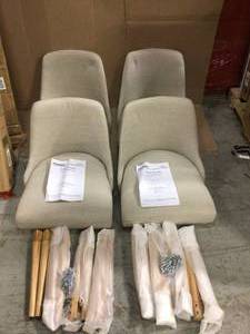 Lot of 2 Benfield Natural Finish Upholstered Dining Chair with Biscuit Beige Seat (Set of 2) (20.6 in. W x 32 in. H) by StyleWell