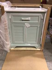 Roswell Lorna 30 in. Bath Vanity in Finnish Green with Composite Vanity Top in White with White Basin see pictures
