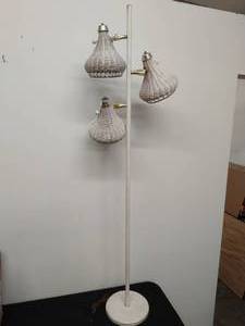 lot 13 image: Vintage Three Light Floor Lamp with Rattan Shades