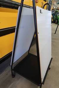 LARGE WHITE ERASE BOARD ON METAL TRIPOD FRAME