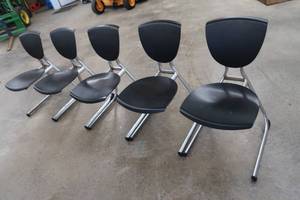 5 STACKING BLACK  CROME CHAIRS