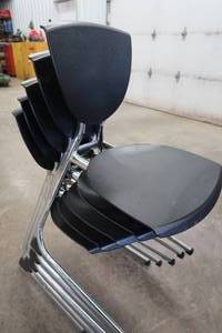 5 STACKING BLACK  CROME CHAIRS
