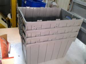 lot 154 image: Set of Gray postal totes without li...