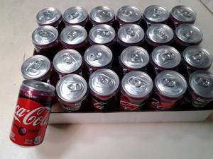 lot 177 image: Case with 247.5oz Cans Cherry Coca...