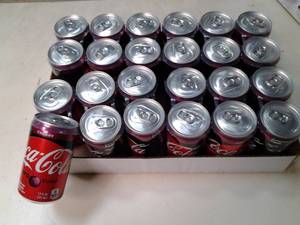 lot 178 image: Case with 247.5oz Cans Cherry Coca...