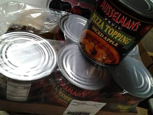 lot 214 image: 6 large 114oz cans of Musselmans D...