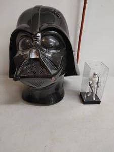 lot 7 image: Darth Vader Mask and Storm Trooper Figurine