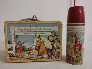 lot 3 image: Roy Rogers & Dale Evans Metal Lunchbox and Thermos Set