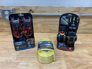 Lot of 2 Sets of Ratchet Straps and a 20 Tow Strap