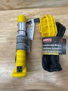 BAYCO 6-Watt Fluorescent Portable Work Light and BAYCO Bayco Incandescent Trouble Light-25 Foot 182 Plastic Cage (SL-421)