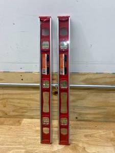 VALLEY Lot of 2- 24 Inch Aluminum Magnetic Box Beam Levels