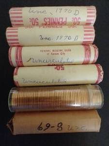 6 Uncirculated Penny Rolls From 60s & 70s