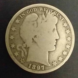 1897 Barber 90% Silver Half Dollar