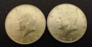 2 90% Silver Kennedy Half Dollars