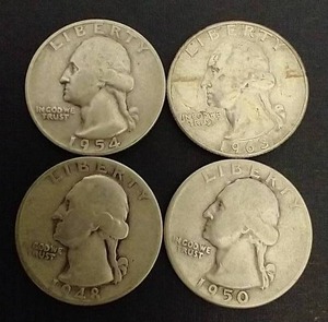 4 90% Silver Washington Quarters