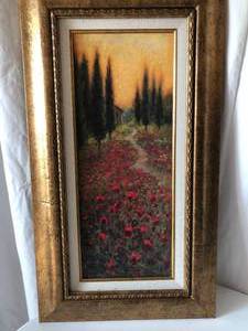 lot 26 image: Poppyseed Painting and Floral Arrangement