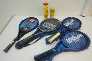 Tennis balls, rackets