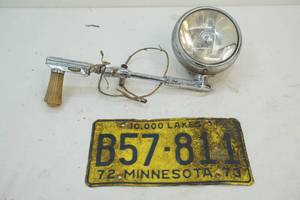 Vintage spotlight, license plate