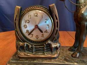 Vintage Bronzed Metal Horse Clock