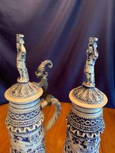 Blue and Gray Tower Steins