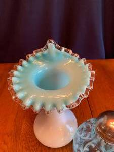 Ruffled Vase and Turquoise Pitcher
