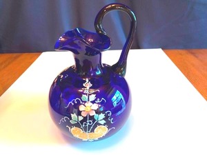 Blue Pitcher with Wild Roses