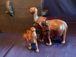 Wood and resin Elephants