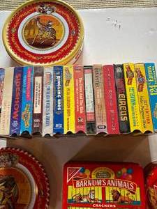 Set of Metal Circus Plates, Movies, Tins and Ornaments