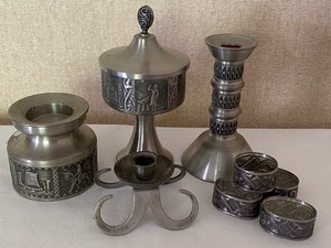 lot 38 image: Vintage Norwegian Pewter Items