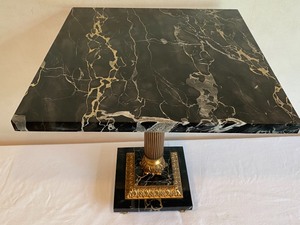 lot 3 image: Vintage Petite Marble Top Table with Gold Accents