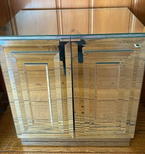 lot 272 image: Beveled Mirror Two Door Accent Cabinet
